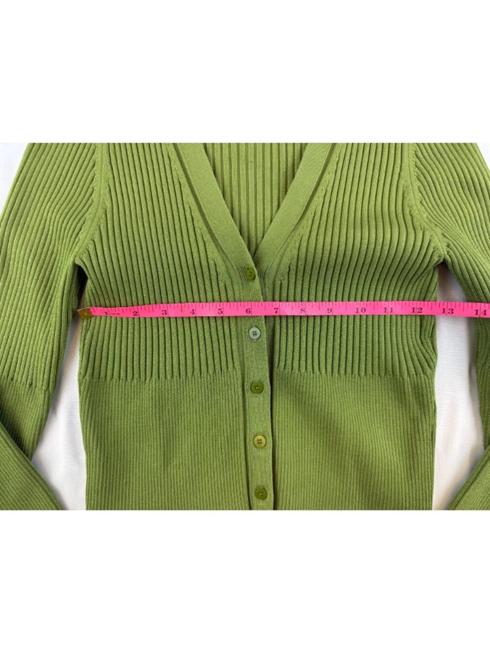 SIMKHAI Women’s Ailany Ribbed-knit Cardigan in Green Size Large - Picture 9 of 10